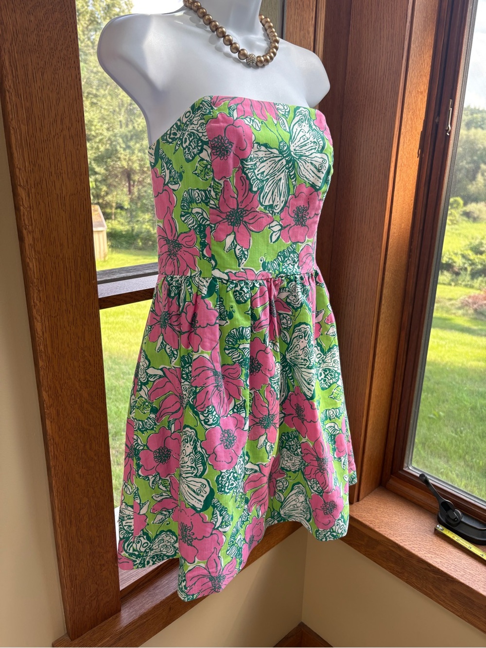 RARE Lilly Pulitzer Lottie Strapless Dress 🌸 Bloomin’ Cocoonin’ 💚 Sz 6 31” B 29 - Picture 3 of 12